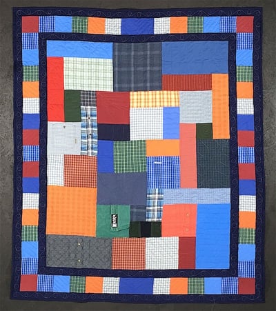 Memorial quilt with dress shirt