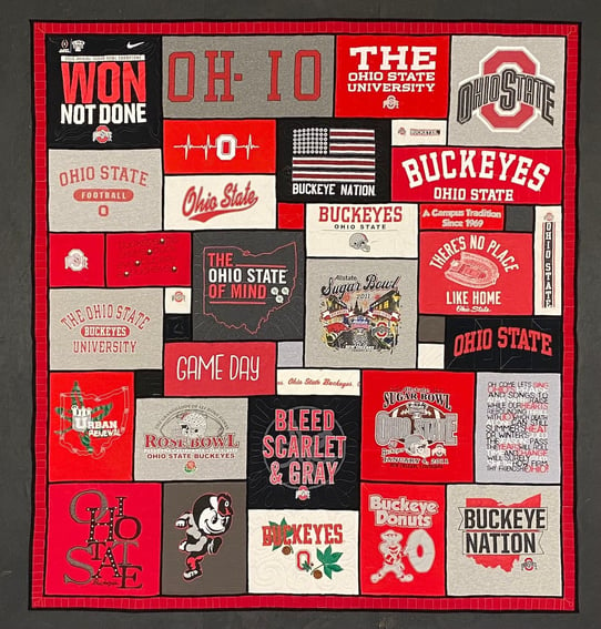 Ohio State Stained glass T-shirt quilt by Too Cool T-shirt quilts