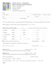 Order form for Too Cool T-shirt Quilts