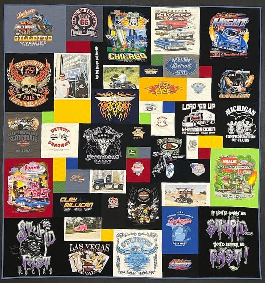 Photographs used in a Harley memory quilt by Too Cool T-shirt Quilt by Too Cool T-shirt Quilts