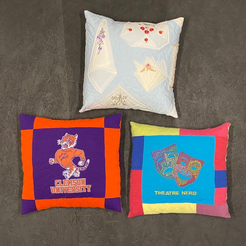 Pillow by Too Cool T-shirt Quilts
