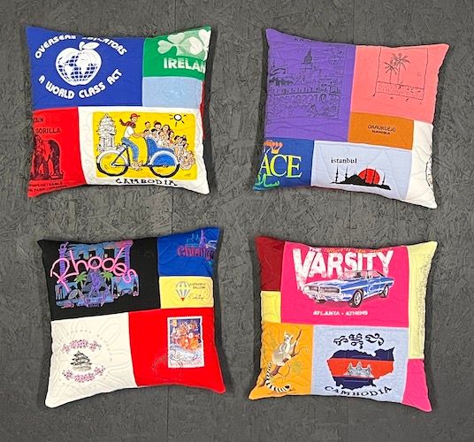 Pillow by Too Cool T-shirt Quilts