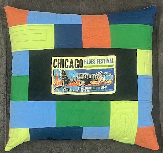 Pillow by Too Cool T-shirt Quilts