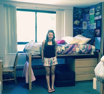 T-shirt Quilt in dorm room