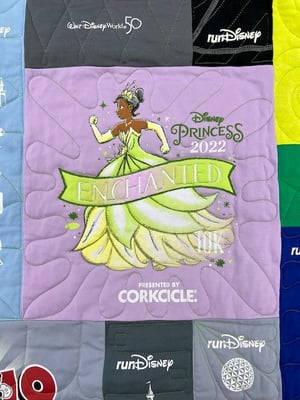 Tech fabric is ok! runDisney T-shirt quilt by Too Cool T-shirt Quilts