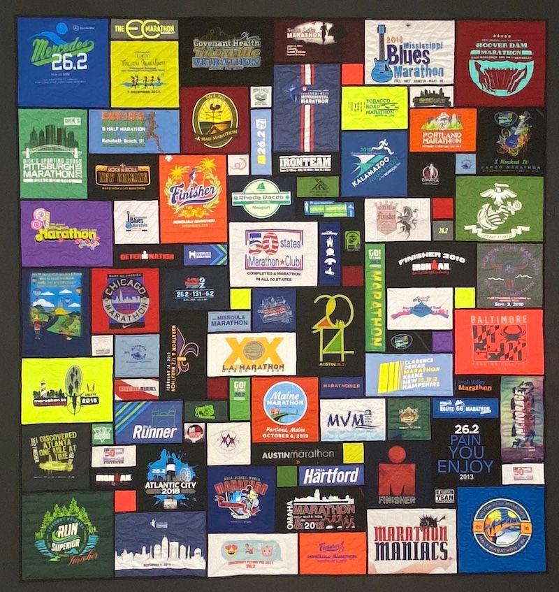 Runners Stained-glass Quilt by Too Cool T-shirt quilts