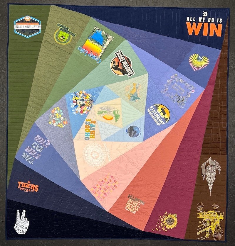 Square Spiral T-shirt Quilt  by Too Cool T-shirt Quilts