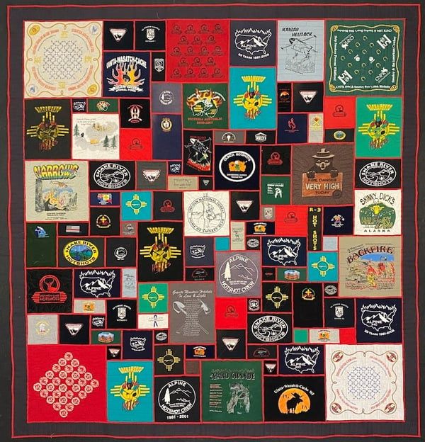 Hotshot fire fighter Stained-Glass T-shirt Quilt by Too Cool T-shirt Quilts