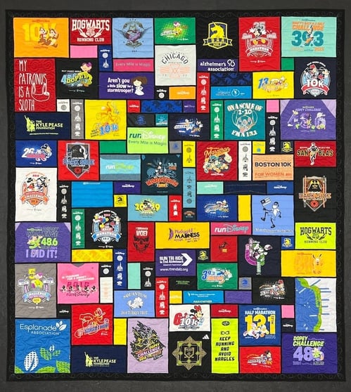 Stained glass runDisney small runDisney T-shirt quilt by Too Cool T-shirt Quilts