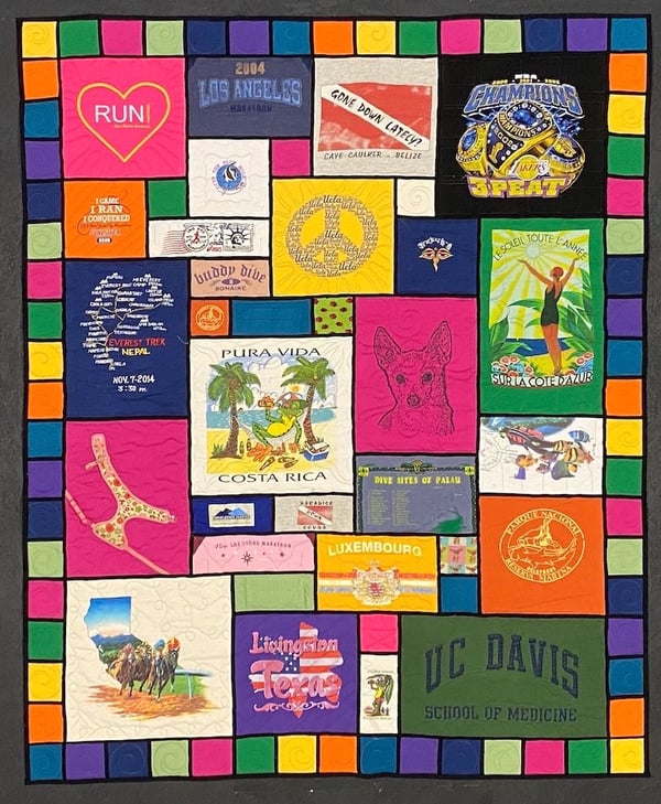 Colorful Stained-Glass T-shirt Quilt by Too Cool T-shirt Quilts