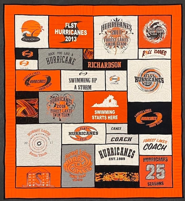 the coaches' Stained-glass - T-shirt Quilt by Too Cool T-shirt Quilts