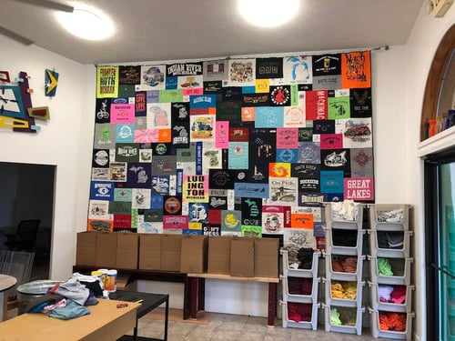 State of Michigan quilt in the Too Cool T-shirt Quilt shop