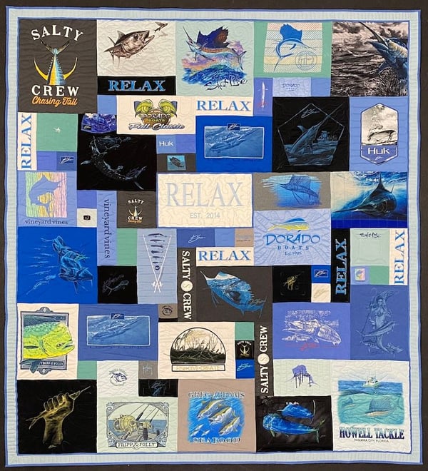 Fishing T-shirt quilt by Too Cool T-shirt Quilts