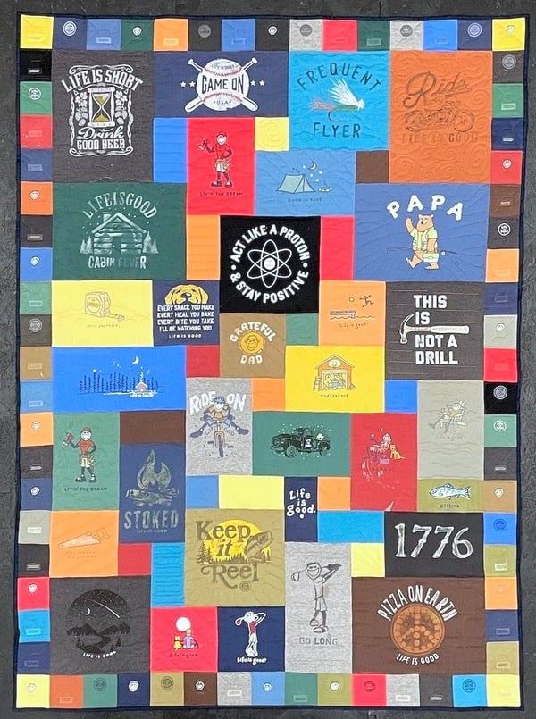 Life is Good T-shirt quilt by Too Cool T-shirt Quilts