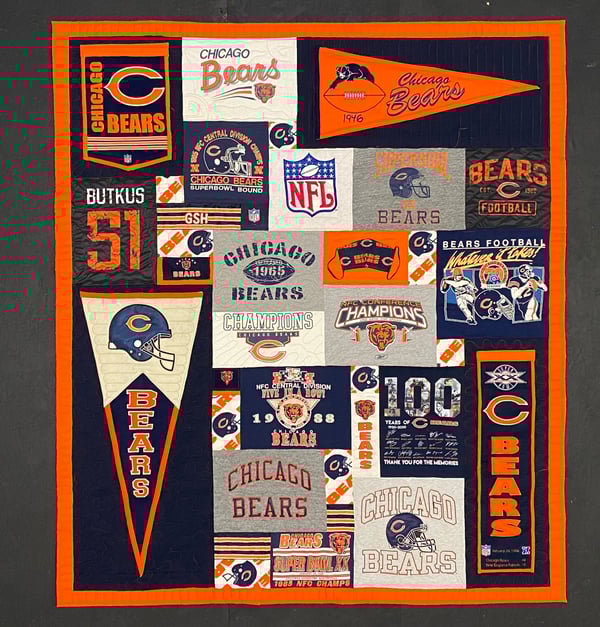 Chicago Bears T-shirt quilt by Too Cool T-shirt Quilts