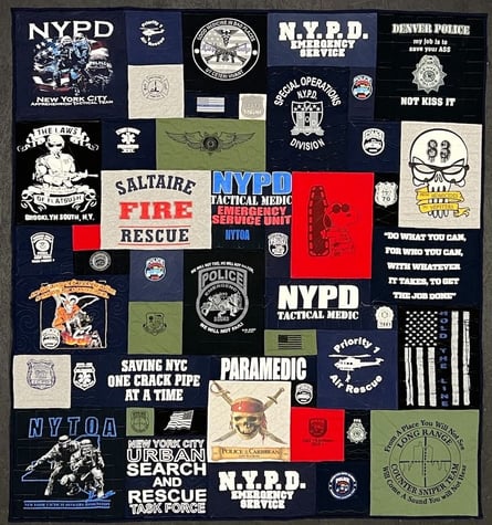 NYPD themed T-shirt quilt by Too Cool T-shirt Quilts