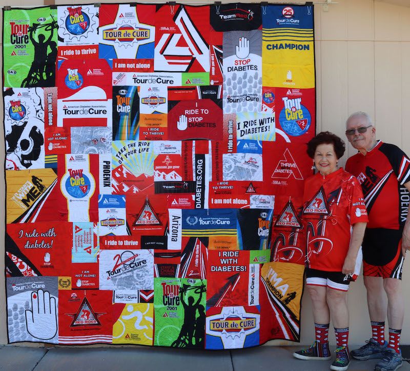 Tour de Cure Jersey Quilt  by Too Cool T-shirt Quilts