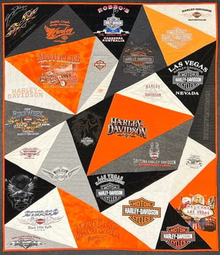 Triangle Triangles style T-shirt quilt by Too Cool T-shirt Quilts