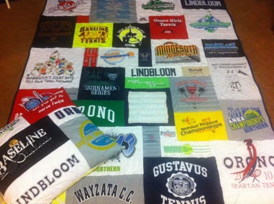 pillow and quilt - by Too Cool T-shirt Quilts