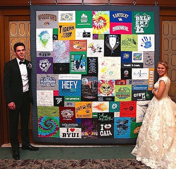 Wedding reception T-shirt quilt display