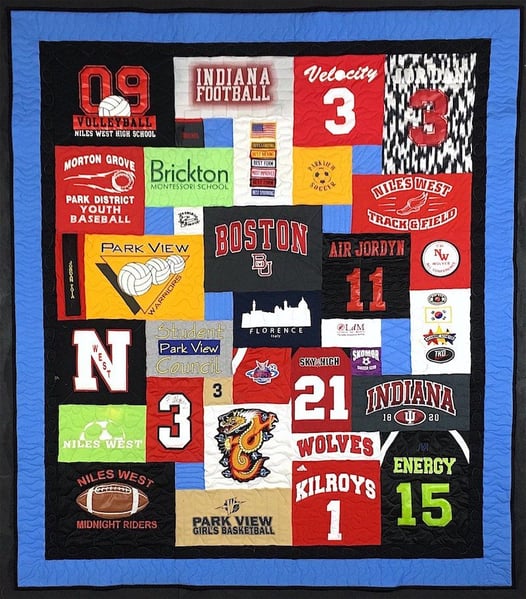Well designed quilt by Too Cool T-shirt Quilt