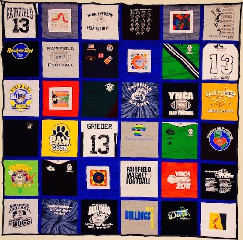 Traditional T-shirt quilt with sashing