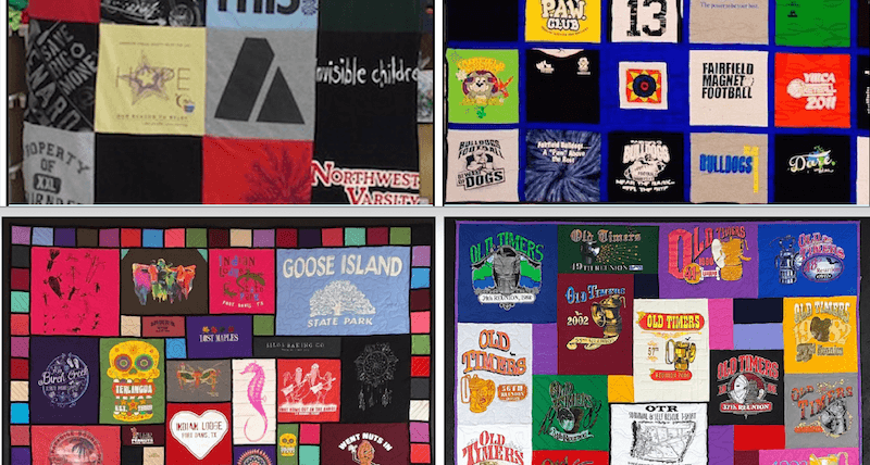 4 styles of T-shirt quilts