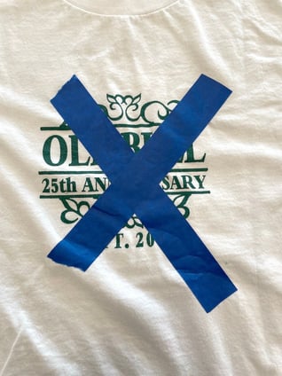If there is a part of your T-shirt that you DO NOT want used, X it out with blue painter’s tape.