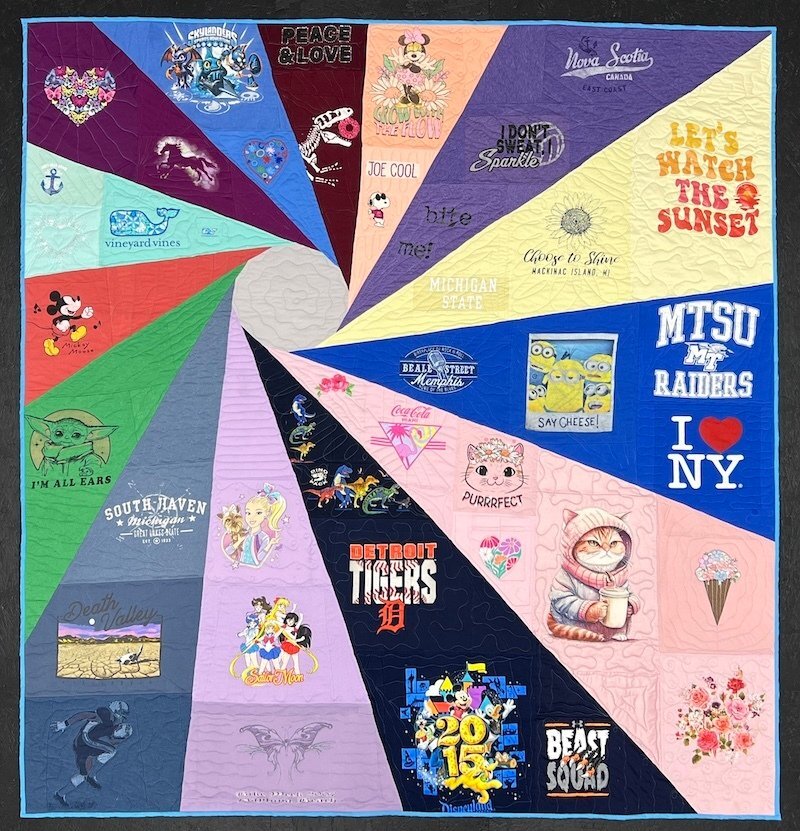 aperture style T-shirt Quilt - it's a new style -   by Too Cool T-shirt Quilts