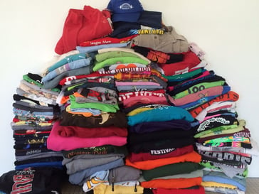 Way too many T-shirts to wear them all. This is an opportunity for a T-shirt quilt.