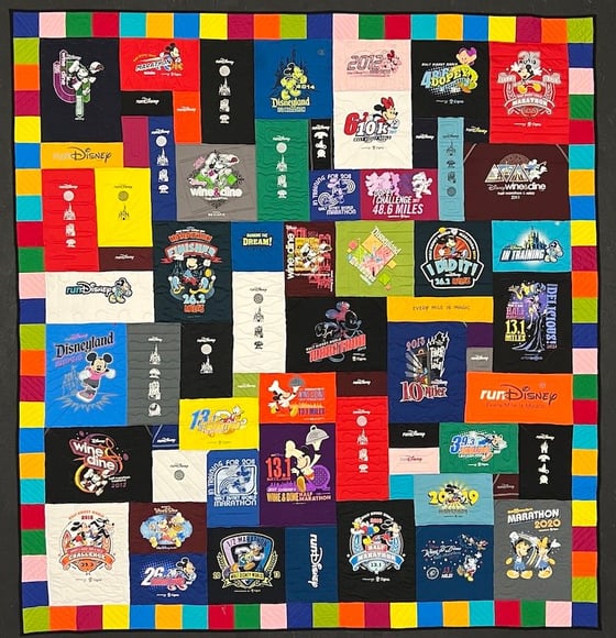 An awesome runDisney T-shirt quilt by Too cool T-shirt quilts