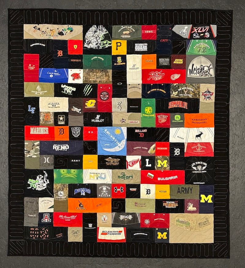 Quilt made from baseball caps by Too Cool T-shirt Quilts
