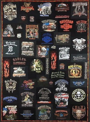 An all black Harley T-shirt quilt