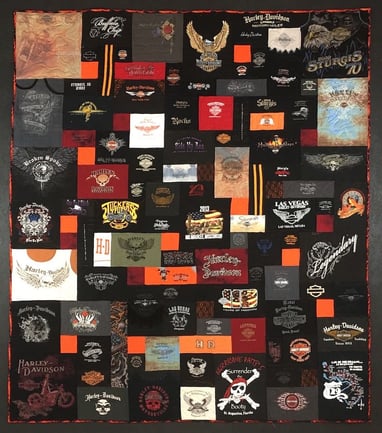 colorful girly Harley Davidson T-shirt Quilt by Too Cool T-shirt Quilts