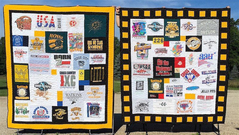This is an example of two different border styles on a T-shirt quilt.