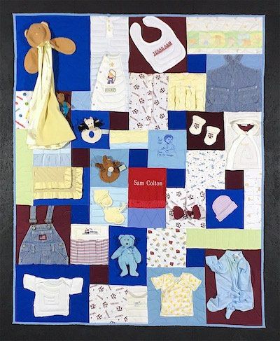 complex boy baby clothes quilt made by Too Cool T-shirt Quilts