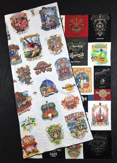 double sided hard rock T-shirt quilt by too cool T-shirt quilts