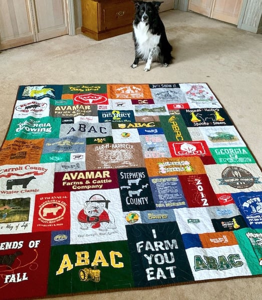 farm T-shirt quilt and a dog