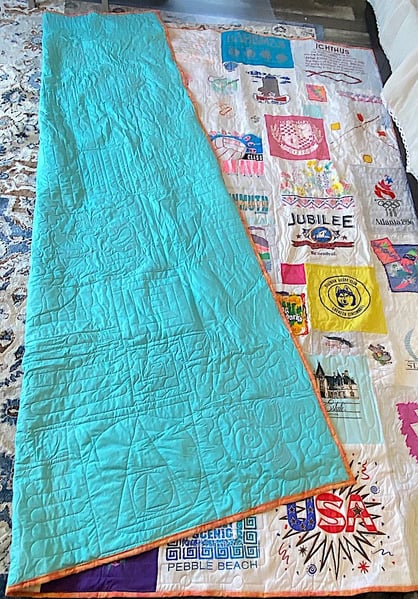 front and back of a Too Cool T-shirt quilt
