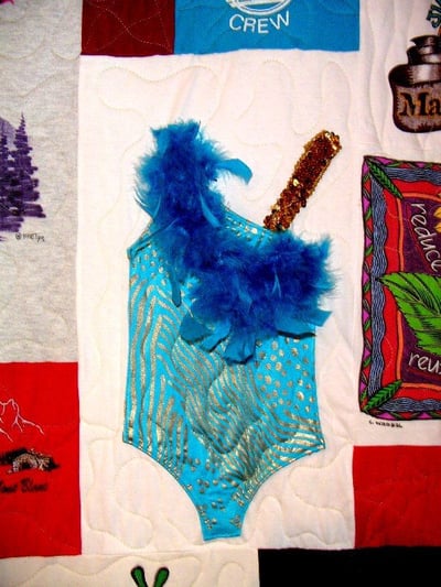 bling on a gymnastics leo can be used in a quilt - too cool tshirt quilts