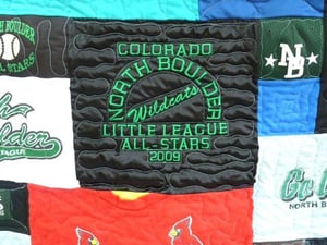 jacket in a baseball t-shirt quilt by Too Cool T-shirt Quilts