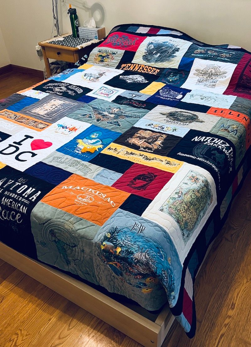 travel T-shirt quilt by too cool T-shirt quilts
