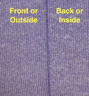 This shows the difference between the front and the back of a piece of T-shirt material.