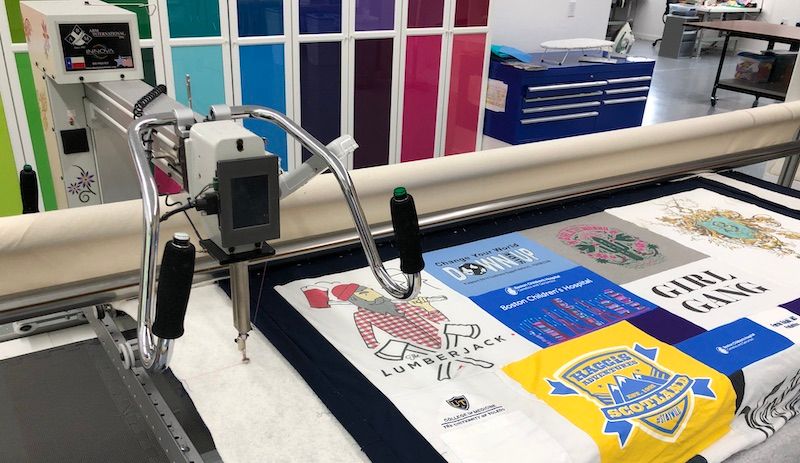 long-arm quilting machine at Too Cool T-shirt quilts