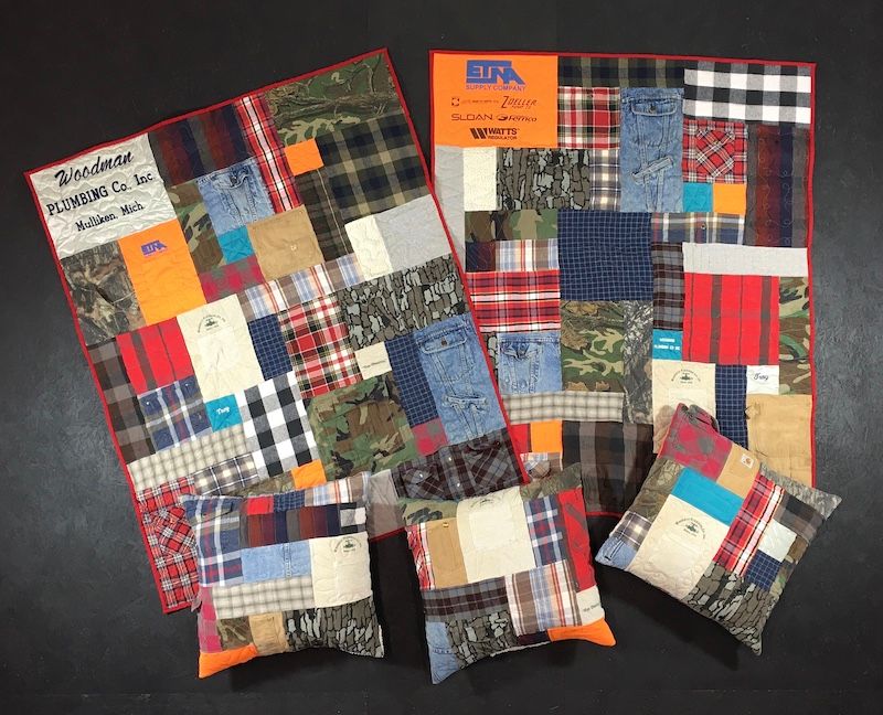 Plaid shirt quilts and pillows