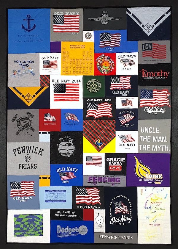 Bandanas can be used in a quilt or T-shirt quilt.