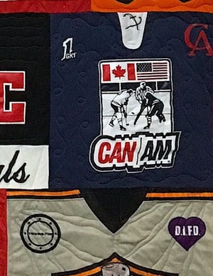 neckline in hockey jersey quilt