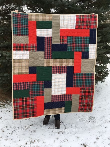 quilt made from plaid shirts