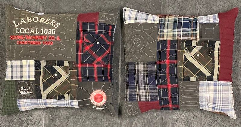Memorial pillows by Too Cool T-shirt Quilts