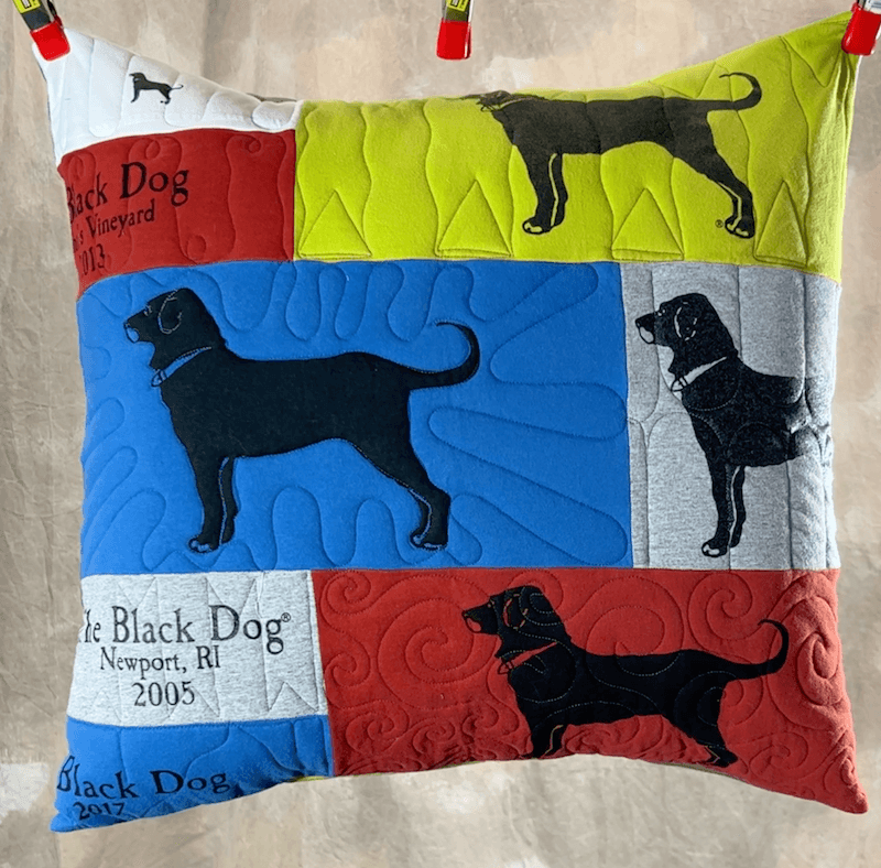 salty dog Pillow Front by Too Cool T-shirt Quilts